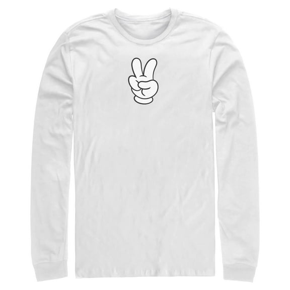 Mens Mickey & Friends Peace Sign Gloves Long Sleeve Shirt