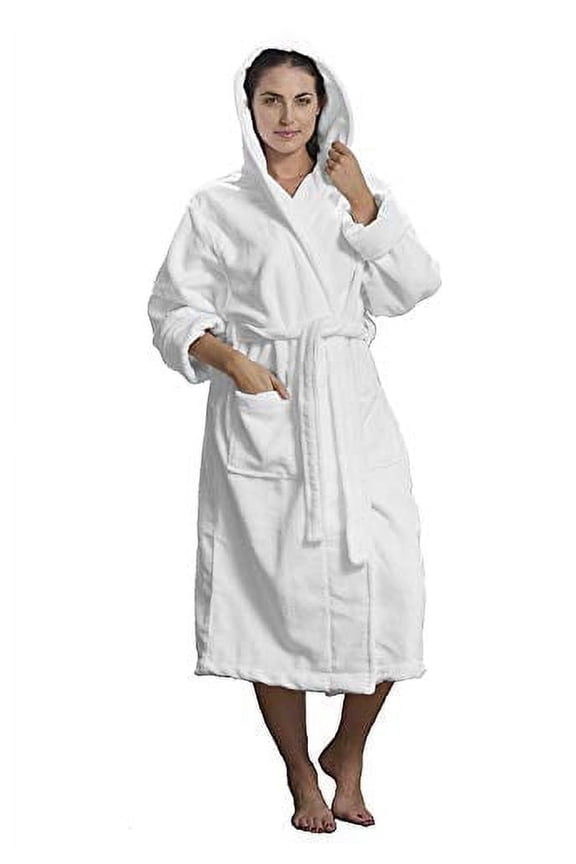 Mens Microfiber Spa Hooded Robe Towels, One Size, WHITE