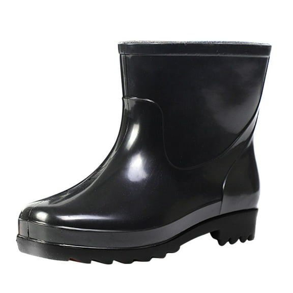 Mens Mid Calf Rain Boots Hardwearing Non Slip Work Shoes Comfortable Slip On Waterproof Rubber Water Shoes