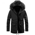 thumbnail image 1 of Mens Mid-length Jacket with Faux Fur Hood, Military Jacket Outdoor Hooded Winter Coats Long Sleeve Casual Outwear, 1 of 5