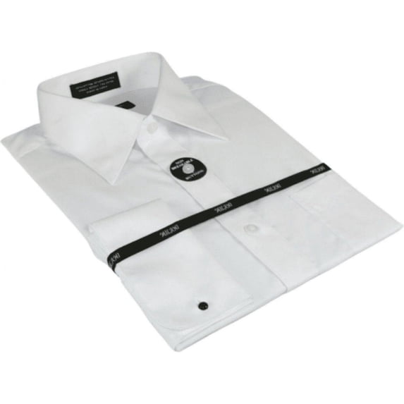 Mens Milani dress shirt cotton Blend easy wash long sleeves white French Cuffs
