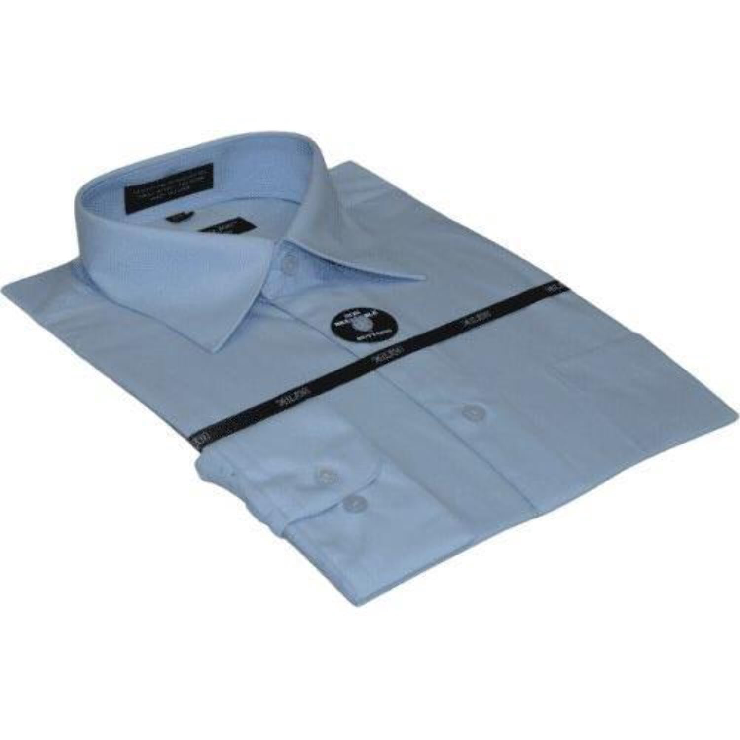 milani dress shirt Mens Milani dress shirt soft cotton Blend easy wash business long sleeves Blue, Men's, Size: 16