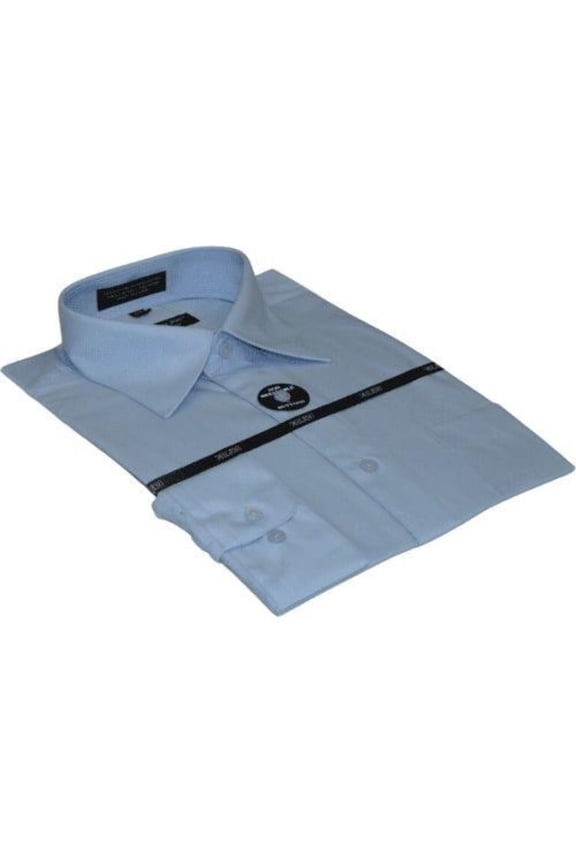 Mens Milani dress shirt soft cotton Blend easy wash business long sleeves Blue