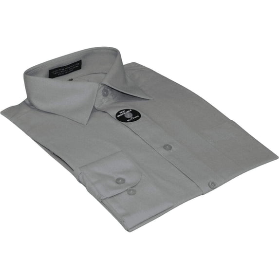Mens Milani dress shirt soft cotton Blend easy wash business long sleeves Gray