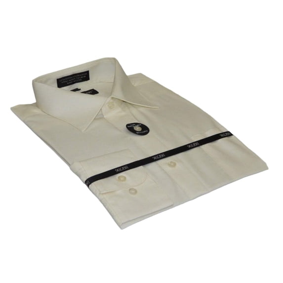 Mens Milani dress shirt soft cotton Blend easy wash business long sleeves Ivory