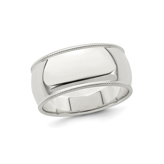 Gem & Harmony Mens Milgrain Wedding Band Ring in Sterling Silver (9mm) for Men