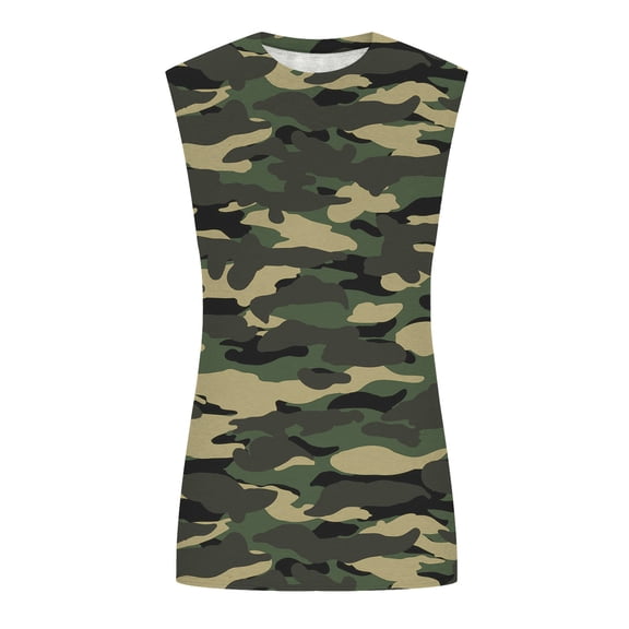Mens Military Camo Tank Top Tees Shirt Summer Sleeveless Top Army Style Outdoor Training Hunting Sporty Vest L