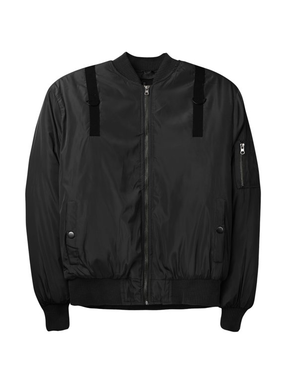 Mens Military Patches Bomber Jacket Lightweight Skinny Fit