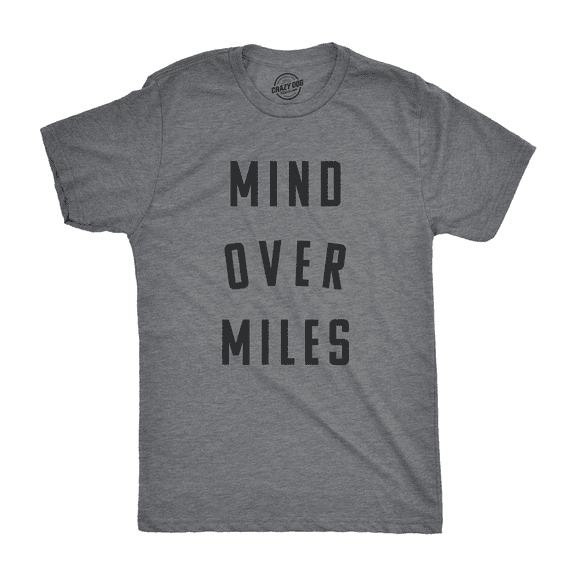 Mens Mind Over Miles T Shirt Funny Cute Marathon Running 5K Tee for Guys Graphic Tees