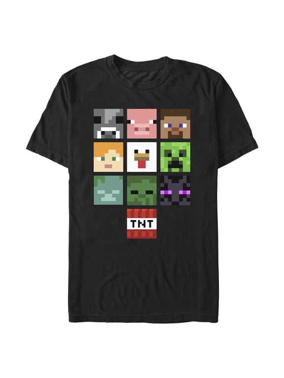 Mens Minecraft Characters Pixel Icons T Shirt