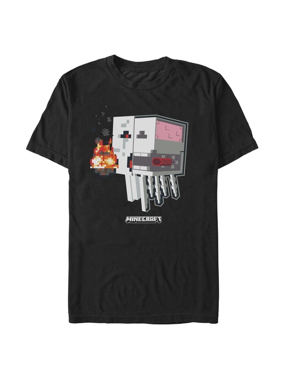 Mens Minecraft Ghast Throat Bomb Skeleton Side T Shirt