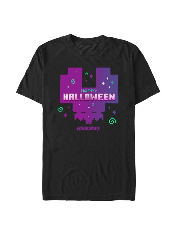Mens Minecraft Happy Halloween Pixel Art Decor T Shirt