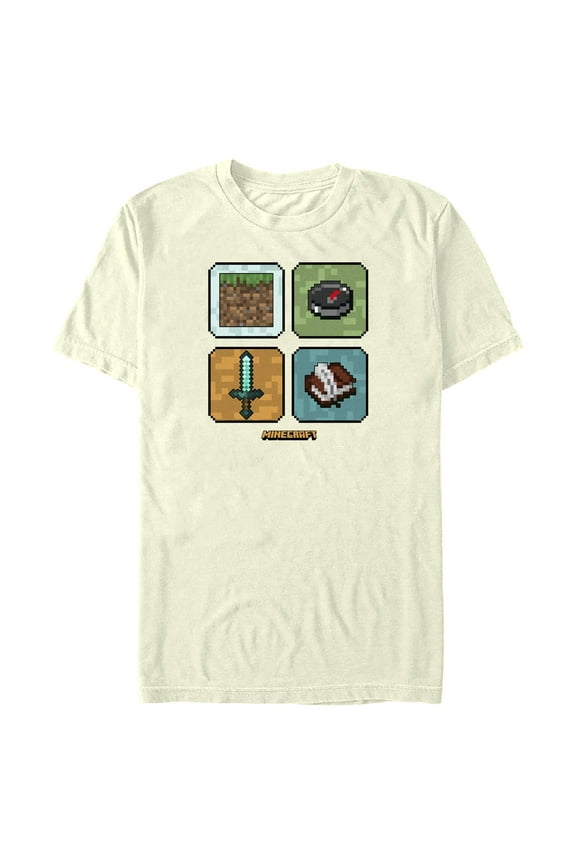 Mens Minecraft Pixel Item Grid T Shirt