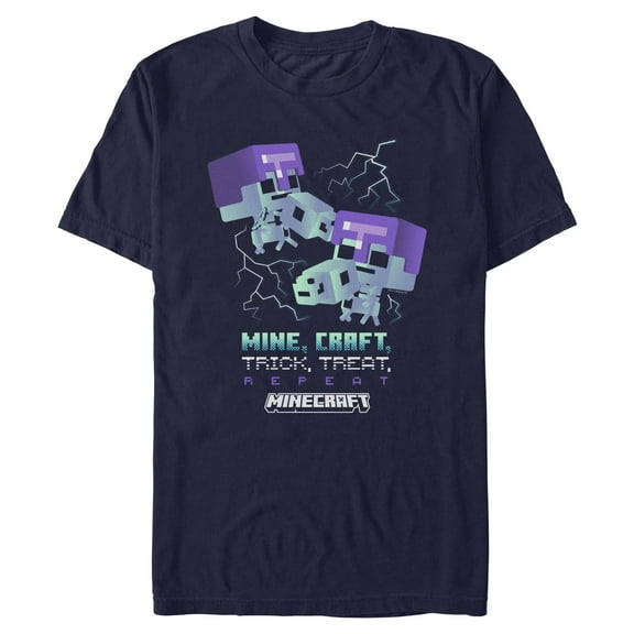 Mens Minecraft Skeletons Helmet Trick Treat Repeat T Shirt