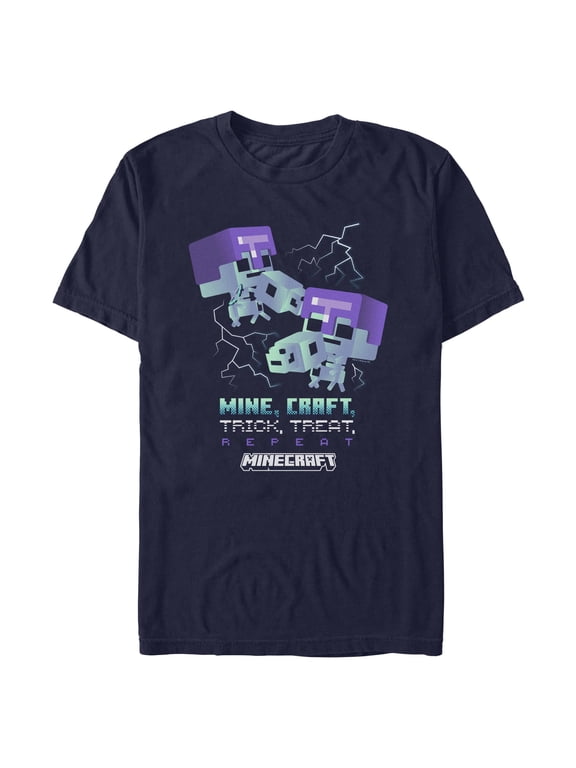 Mens Minecraft Skeletons Helmet Trick Treat Repeat T Shirt