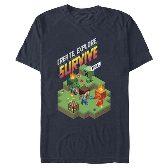 Mens Minecraft Steve Create Explore Survive T Shirt
