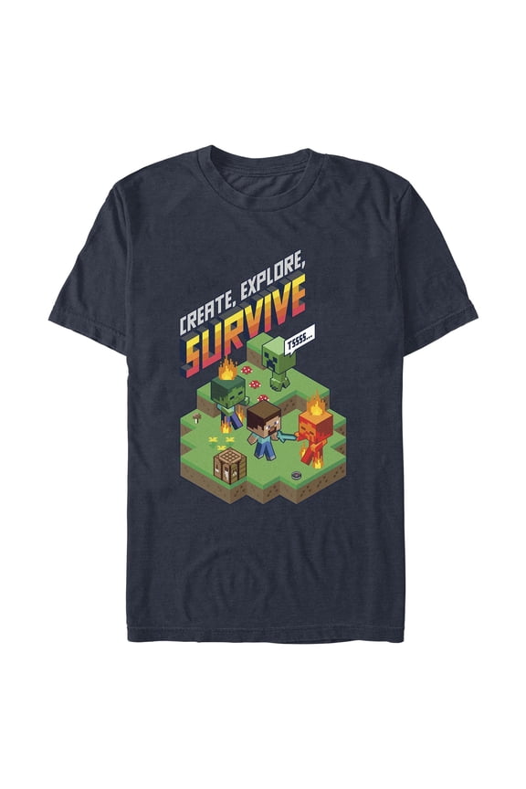Mens Minecraft Steve Create Explore Survive T Shirt