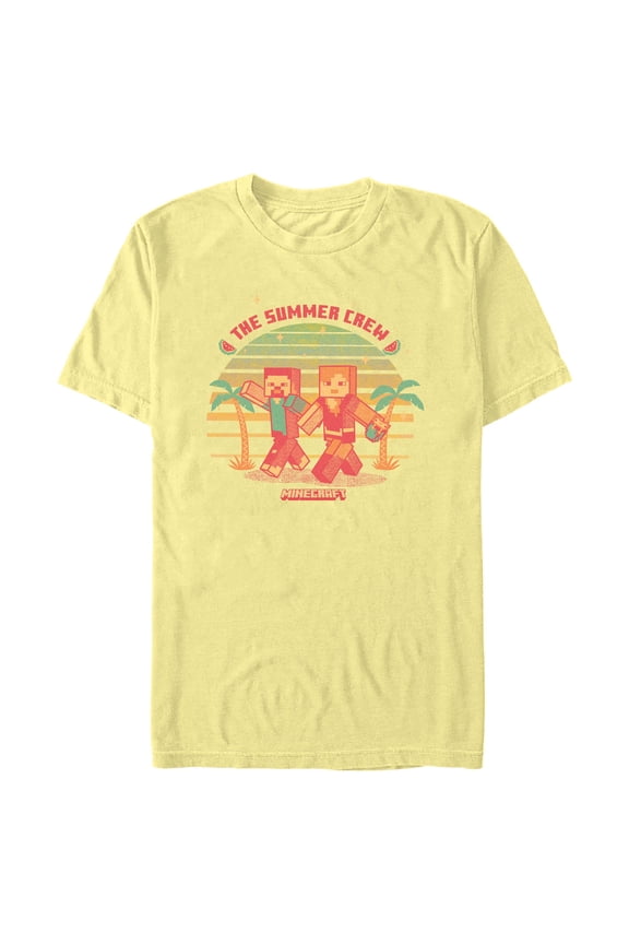 Mens Minecraft Watermelon Summer Crew T Shirt