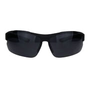 Mens Minimal Baseball Half Rim Warp Around Sport Plastic Sunglasses All Black