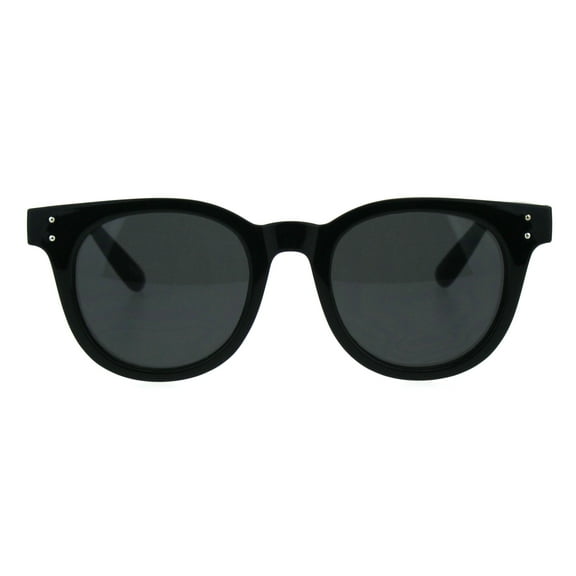 Mens Minimal Mod Designer Fashion Horned Plastic Sunglasses All Black