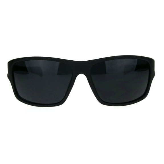 Mens Minimal Rubberized Matte Black Plastic Warp Biker Sunglasses All Black