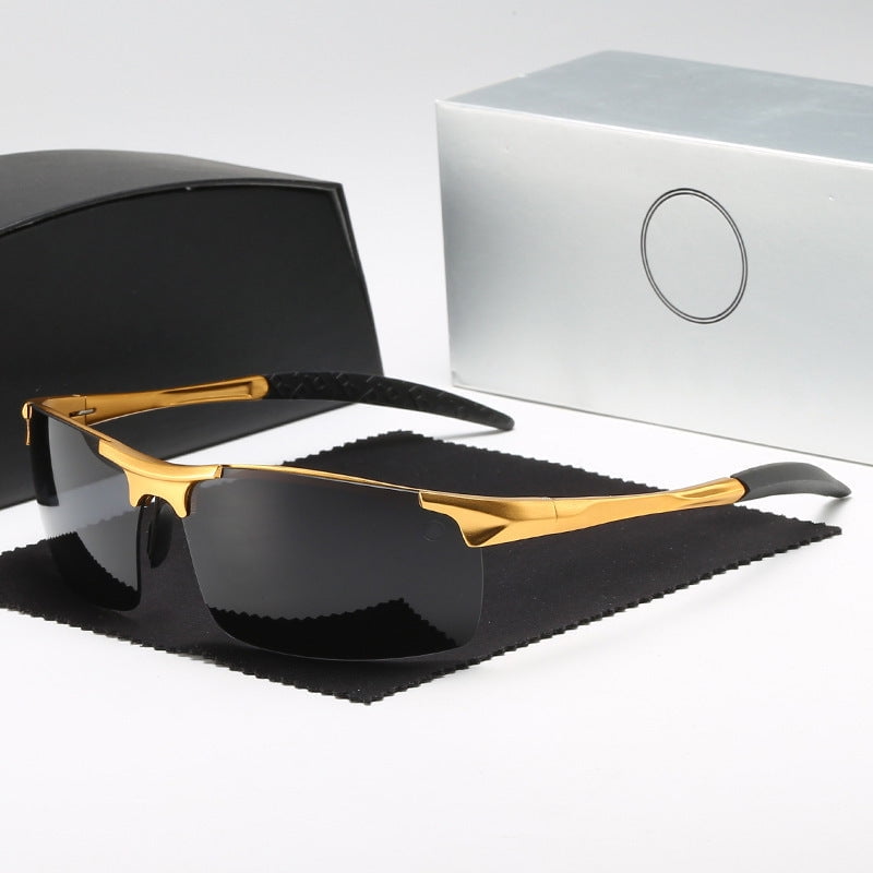 Mens Minimalist Aluminum Magnesium Polarized Sunglasses for Men, Driving, Fishing, Travel, Outdoor Sports and Parties