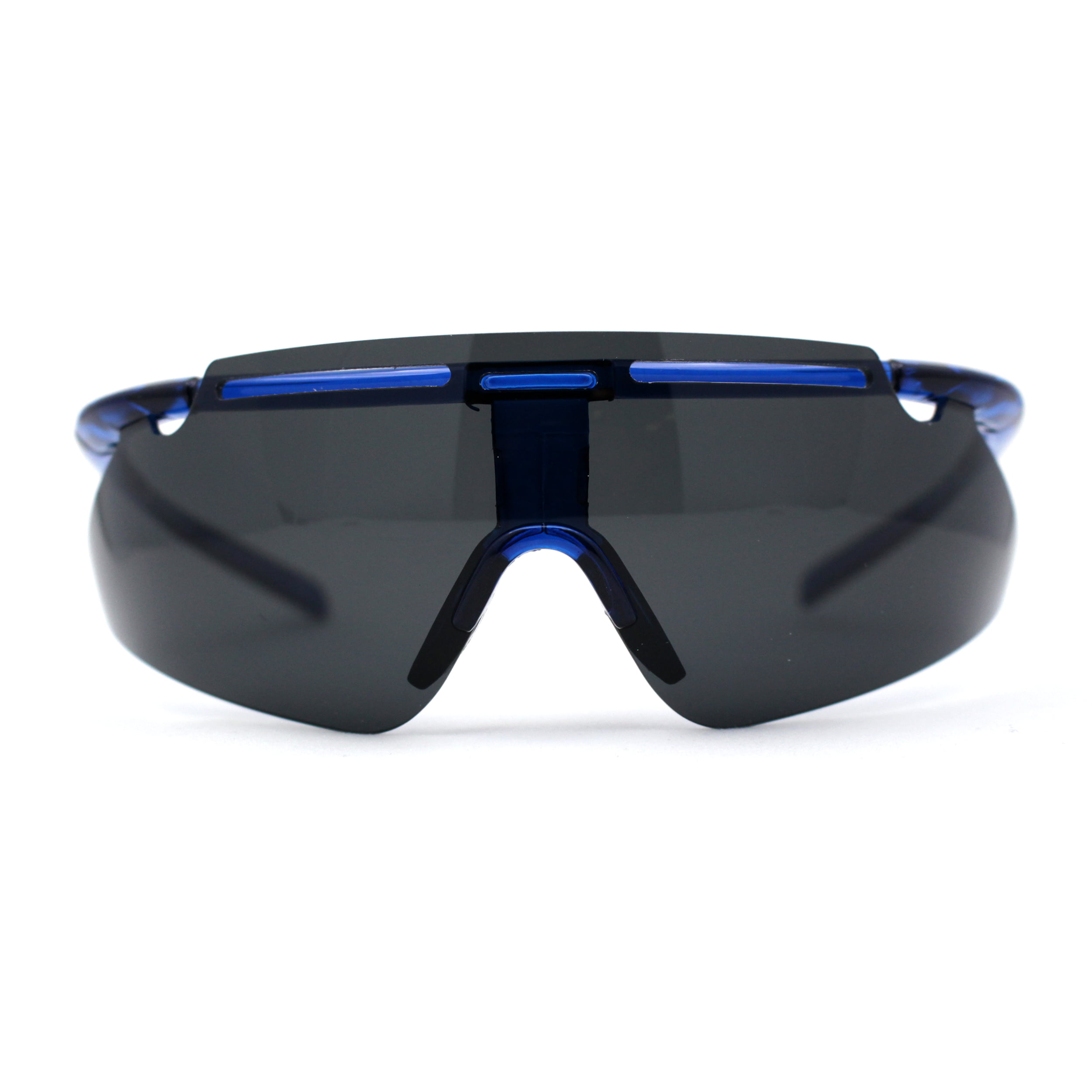 SA106 Mens Minimalist Half Rim Shield Sport Wrap Around Sunglasses All Black, Men's, Size: 5 3/4 (146mm) x 2 1/8 (55mm)