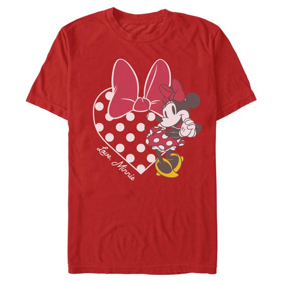Mens Minnie Mouse Love Polka Dot Heart T Shirt