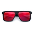 thumbnail image 1 of Mens Mirrored Lens 90s Flat Top Horn Rim Plastic Urban Sunglasses [Matte Black - Red Mirror], 1 of 8