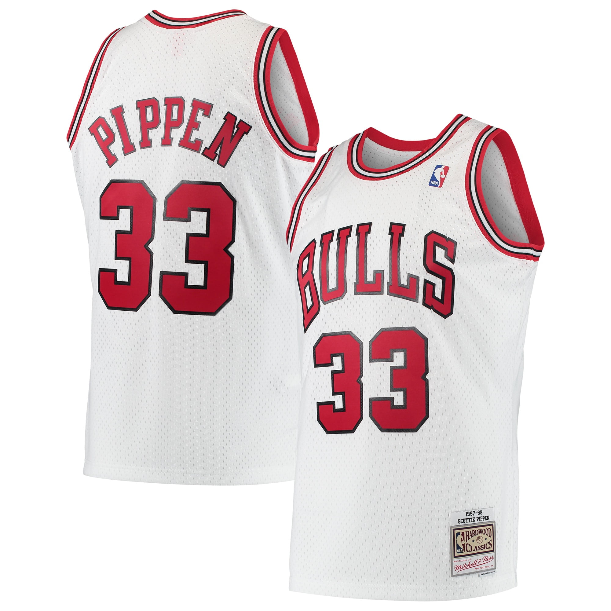 Men's Mitchell & Ness Scottie Pippen White Chicago Bulls Hardwood ...
