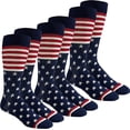 thumbnail image 1 of Couver Men's Cotton Novelty Crew Socks, 3-Pack, USA Flag Stars and Stripes, Size 10-13, 1 of 1