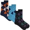 thumbnail image 1 of COUVER Mens Argyle Black Sky Navy Patterned Crew Socks 3 Pack Size 10-13 (Mens), 1 of 6