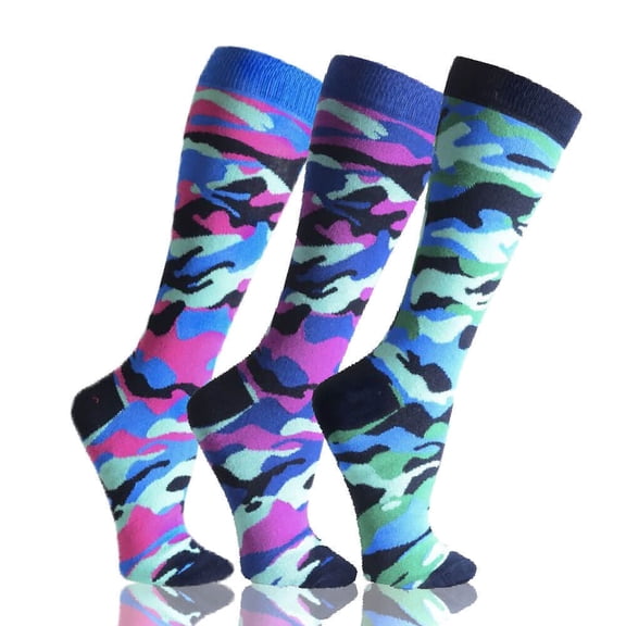 Couver Men's Cotton Novelty Crew Socks, 3-Pack, Camouflage, Size 10-13