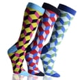 thumbnail image 1 of COUVER Mens Filled Optic Geometric Patterned Crew Socks 3 Pack Size 10-13 (Mens), 1 of 1