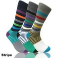 thumbnail image 1 of Mens Cotton Mixed Funny Colorful Novelty Crew Casual Patterned Socks 3 Pair Bundle, Stripes, 1 of 2