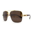 thumbnail image 1 of Mens Mobster Half Rim 90s Luxury OG Sunglasses Gold Brown, 1 of 4