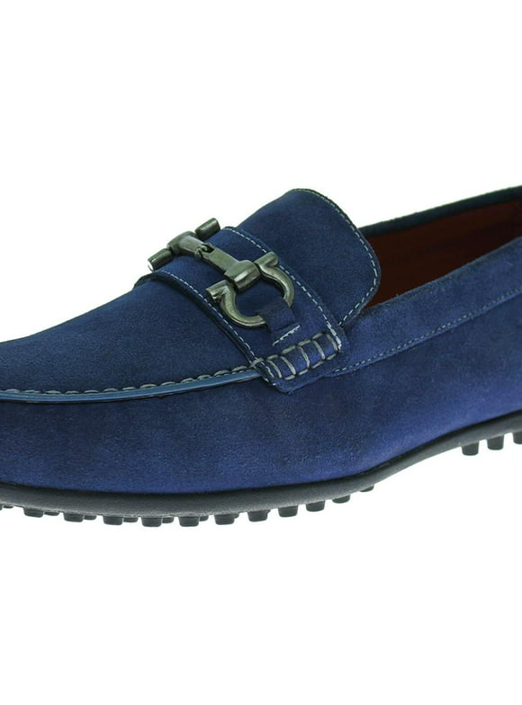 Mens Moccasin Blue Leather Comfortable Shoes Luciano