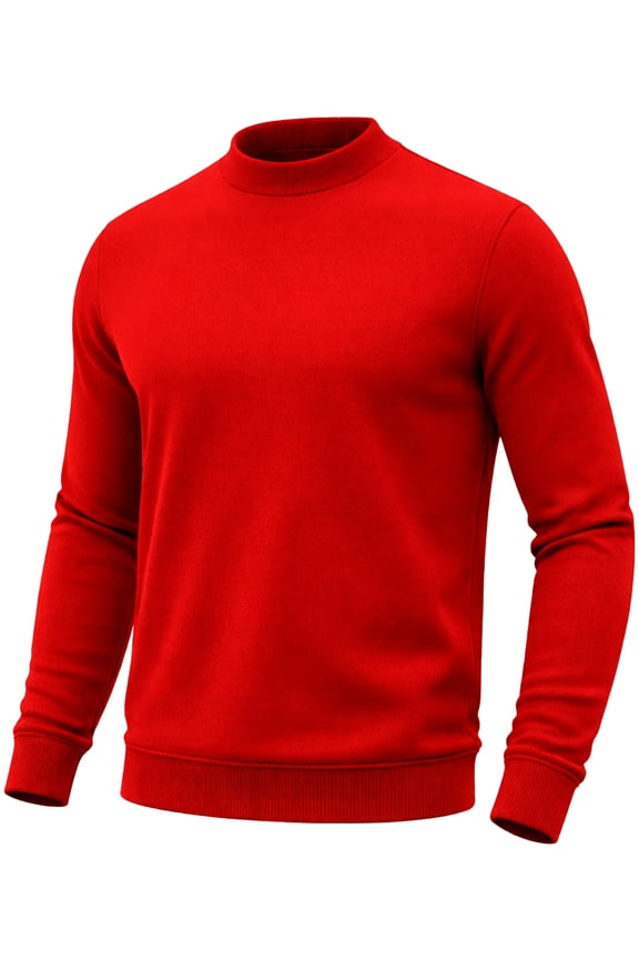 Mens Mock Neck Fleece Pullover Sweater Warm Long Sleeve Thermal Turtleneck Winter Grant Red (L)