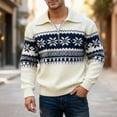 thumbnail image 1 of Mens Neck Half Zip Sweater Patterned Knit Pullover Warm Casual Sweater for Fall Winter Layering Soft Vintage Knitwear for Daily Wear, 1 of 3