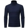 thumbnail image 1 of Mens Mock Neck Shirts Fleece Long Sleeve Tops Basic Pullover T-Shirts Navy L, 1 of 4