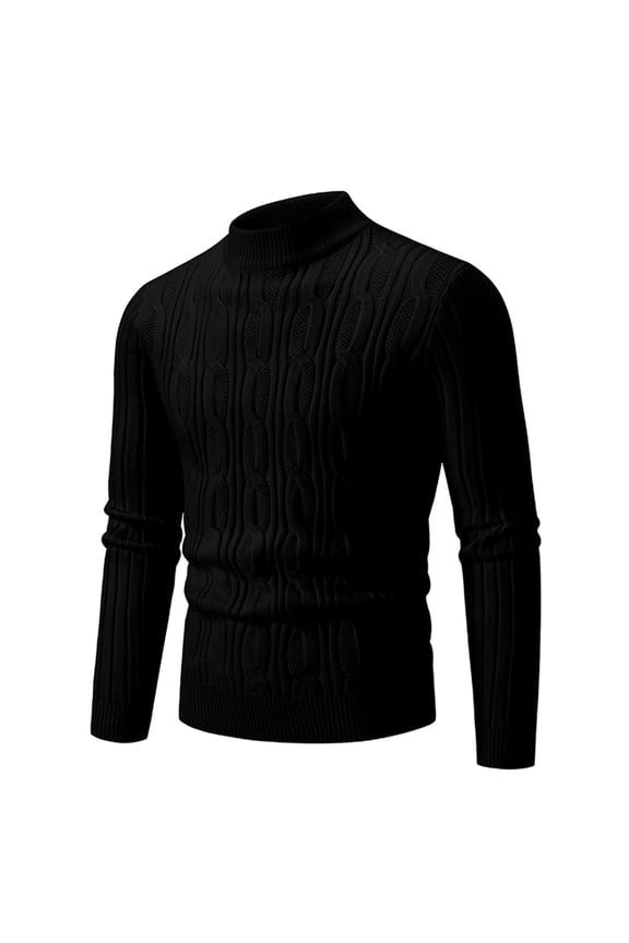 Mens Mock Neck Sweaters Casual Long Sleeve Chunky Knitted Sweatshirts Shirts Stretchy Pullover Slim Solid Color Warm Business Work Sweater Tops