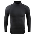 thumbnail image 1 of Mens Mock Neck T Shirts Fleece Lined Long Sleeve Athletic Workout Tees Tops Casual Solid Color Stretchy Pullover Slim-Fit Warm Gym Running Tshirts, 1 of 2