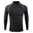 thumbnail image 1 of Mens Mock Neck T Shirts Fleece Lined Long Sleeve Athletic Workout Tees Tops Casual Solid Color Stretchy Pullover Slim-Fit Warm Gym Running Tshirts, 1 of 2