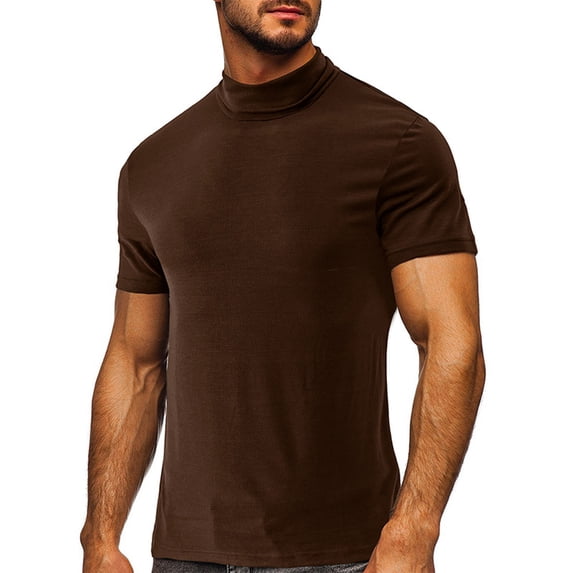 Mens Mock Neck T Shirts Short Sleeve Stretchy Slim Tees Tops Trendy Solid Color Pullover Comfortable Going-Out Streetwear Work Tshirts Shirt
