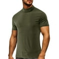 thumbnail image 1 of Mens Mock Neck T Shirts Short Sleeve Tees Tops Casual Solid Color Stretchy Slim Pullover Breathable Basic Going-Out Streetwear Work Tshirts Shirt, 1 of 7