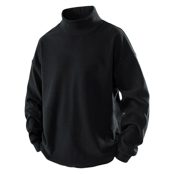 Mens Mock Neck Thin Sweaters, Long Sleeve Pullover for Men Fall Fashion Loose Fit Solid Color Knitted Fleece Sweater M-3XL