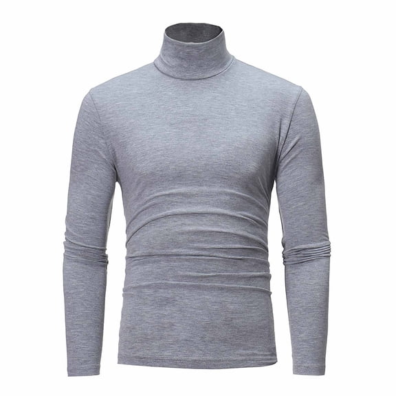 Mens Mock Turtleneck Long Sleeve Shirts Casual Basic T-Shirt Lightweight Mockneck Pullover Sweater for Men Gray L