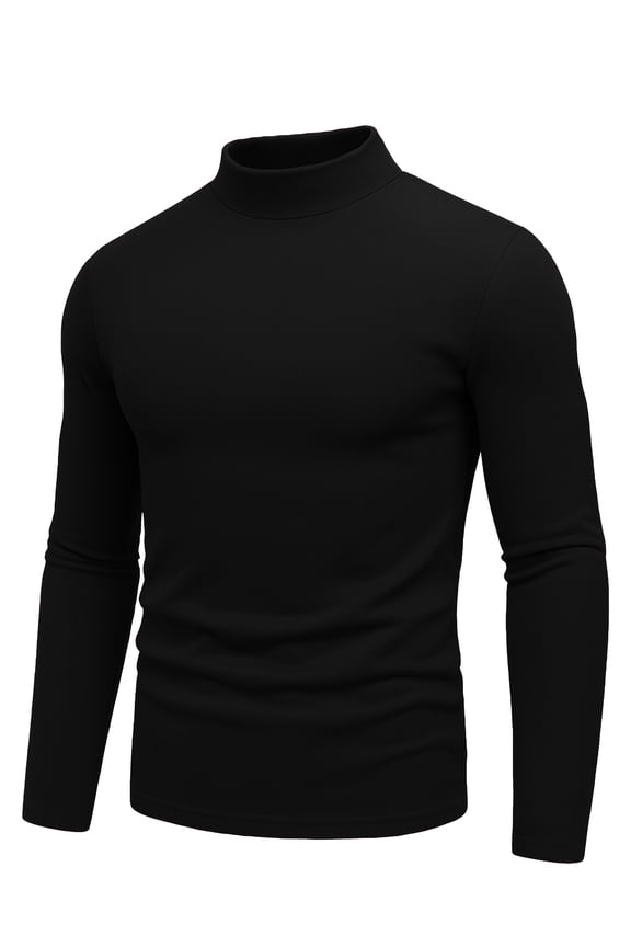 Mens Mock Turtleneck Shirt Long Sleeve Stretchy Casual Pullover Mock Neck Bryle Black Sweater (XL)