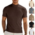 thumbnail image 1 of Mens Mock Turtleneck Shirts Casual Cotton Short Sleeve Shirt Basic Half Neck T-Shirts, 1 of 10