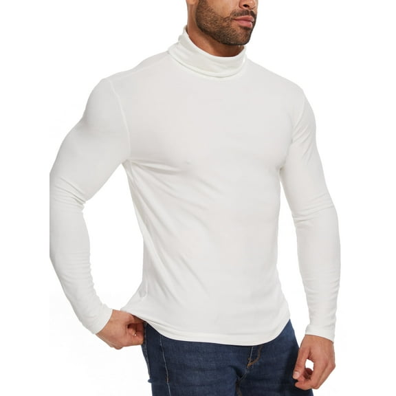 Mens Mock Turtleneck Sweater Long Sleeve Basic Tops Slim Fit Knitted Pullover Base Layer